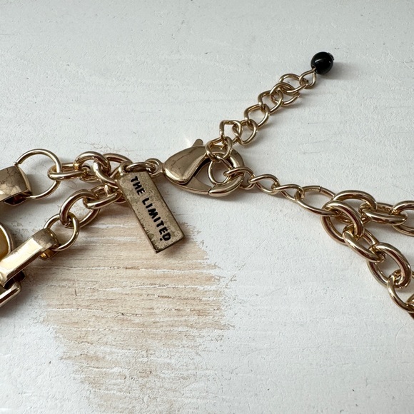 Retro The Limited Gold Tone with Black and Cream Lucite Statement Necklace - Picture 7 of 13